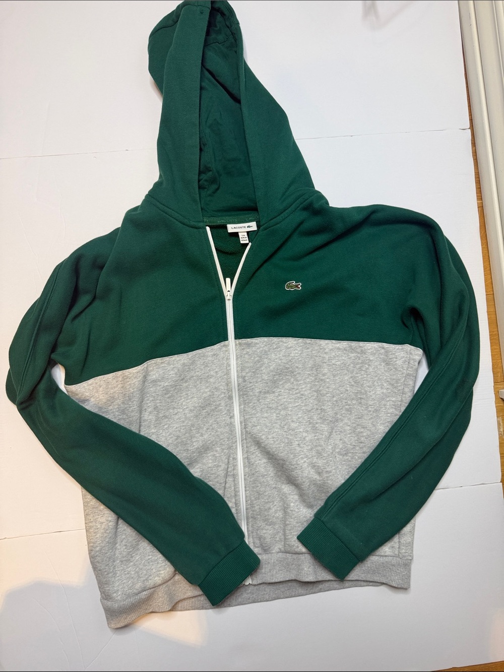 Lacoste kids  Green and Gray Zip-Up Hoodie Jacket